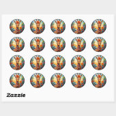 Sticker Rond Art numérique de girafe en verre tendu (Feuille)