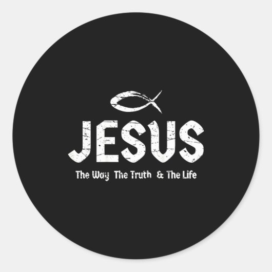 Sticker Rond (art On Back) Bible John 14_6 Jesus Way Truth Life (Devant)