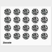 Sticker Rond Art Op Vave Noir Et Blanc, (Feuille)