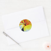 Sticker Rond Art original de la fleur Tropical Jaune Frangipani (Enveloppe)