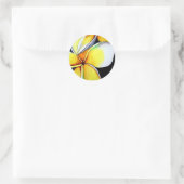 Sticker Rond Art original de la fleur Tropical Jaune Frangipani (Sac)