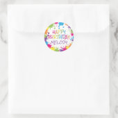 Sticker Rond Art Party Colorful Paint Joyeux anniversaire (Sac)