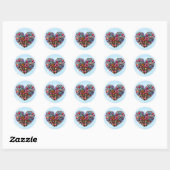 Sticker Rond Art Pixel Coeur Floral (Feuille)