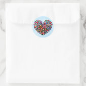 Sticker Rond Art Pixel Coeur Floral (Sac)