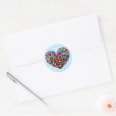 Sticker Rond Art Pixel Coeur Floral (Enveloppe)