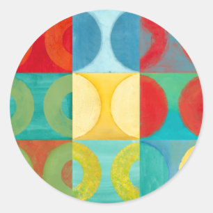 Sticker Rond Art Pop brillant avec cercles et Carré