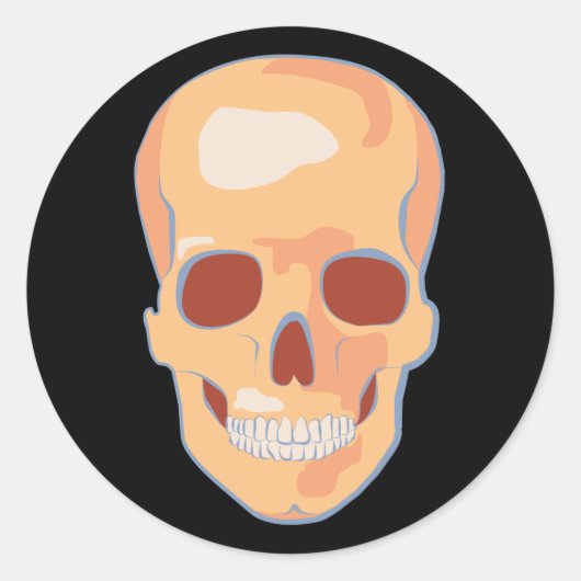 Sticker Rond Art Pop de crâne humain (Devant)