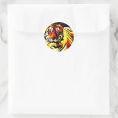 Sticker Rond Art Pop Tiger Retro (Sac)