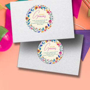 Sticker Rond Art populaire mexicain -Merci beaucoup Merci 