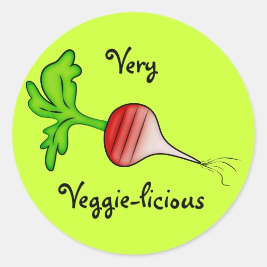Sticker Rond Art Radish Vegetable Very Veggie (Devant)