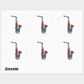 Sticker Rond Art saxophone (Feuille)