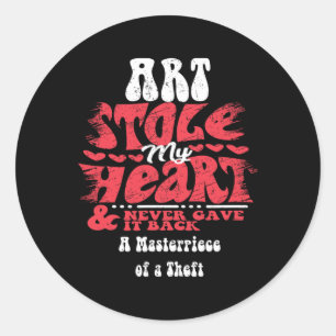 Sticker Rond Art Stole Mon Coeur ~ Funny Valentines Day