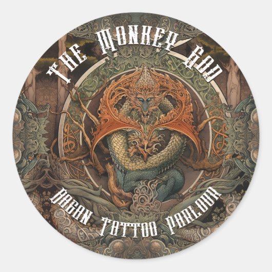 Sticker Rond Art tatouage de singe dragon japonais, tatouage pa (Devant)