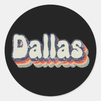Sticker Rond Art textuel en détresse rétro de Dallas Texas
