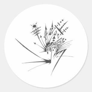 Sticker Rond Art tribal abstrait noir et blanc 100 Tattoo