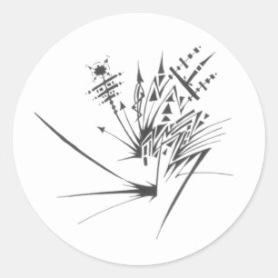 Sticker Rond Art tribal abstrait noir et blanc 100 Tattoo