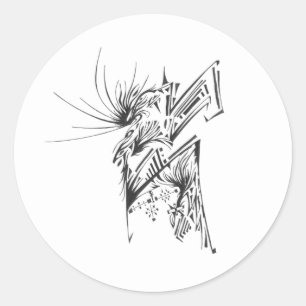 Sticker Rond Art tribal abstrait noir et blanc 120 Tattoo