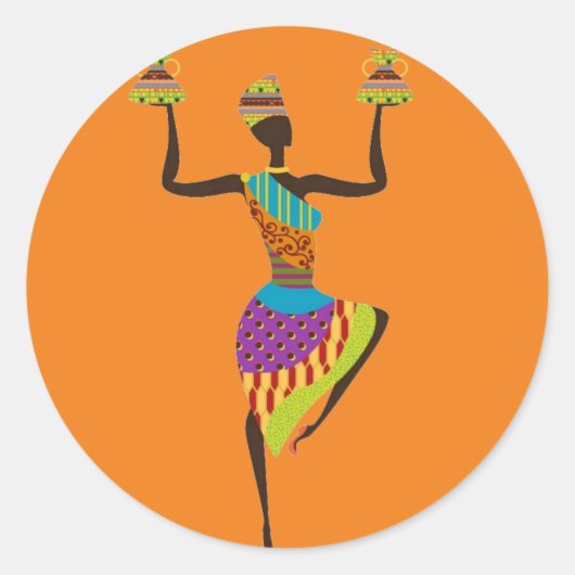 Sticker Rond Art tribal des femmes africaines (Devant)