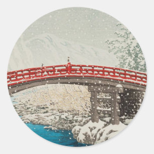 Sticker Rond Art Ukiyoe Japonais (Hasui Kawase)