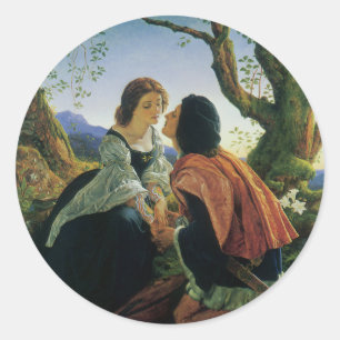 Sticker Rond Art vintage, Amants au crépuscule, Sir Joseph Noel