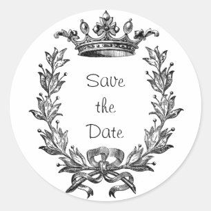Sticker Rond Art vintage de couronne et de guirlande