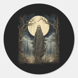 Sticker Rond Art vintage Hommes Femmes Retro Scary Gothique Hal