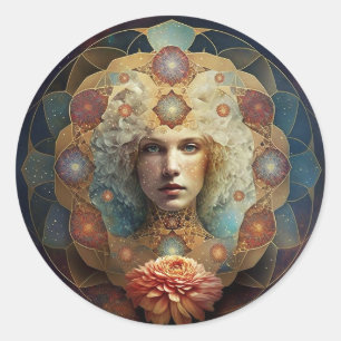 Sticker Rond Art Visionnaire Mandala Vivant