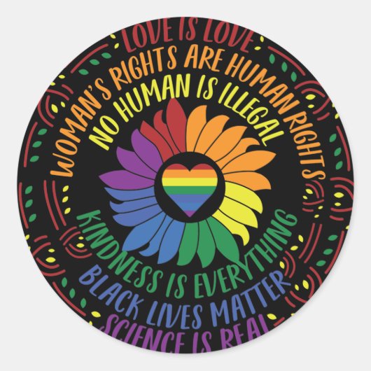 Sticker Rond Art Word de la justice sociale (Devant)