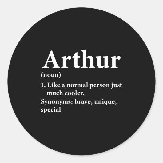 Sticker Rond Arthur Name Definition Funny D (Devant)