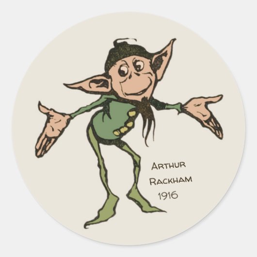Sticker Rond Arthur Rackham Gnome (couleur) Brothers Grimm CC09 (Devant)