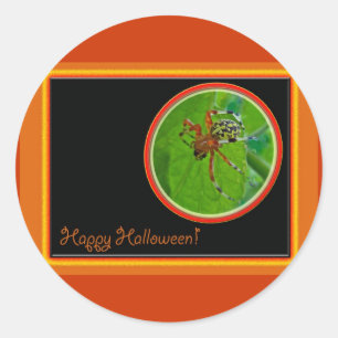 Sticker Rond Articles heureux marbrés de Halloween d'araignée