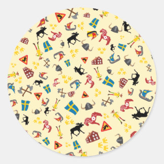 Sticker Rond Articles suédois de culture sur l'arrière - plan