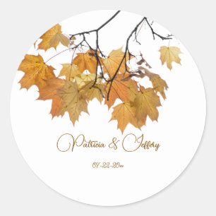 Sticker Rond Artisan Automne Feuilles d'automne Mariage