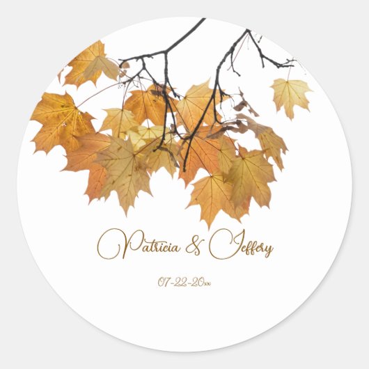 Sticker Rond Artisan Automne Feuilles d'automne Mariage (Devant)