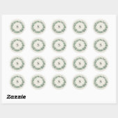 Sticker Rond Artisan Botanique Hivernal Monogramme Initial Vert (Feuille)