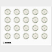 Sticker Rond Artisan Botanique Monogramme Initial Hiver Vert (Feuille)