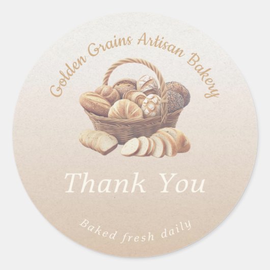 Sticker Rond Artisan Bread Basket Thank You (Devant)