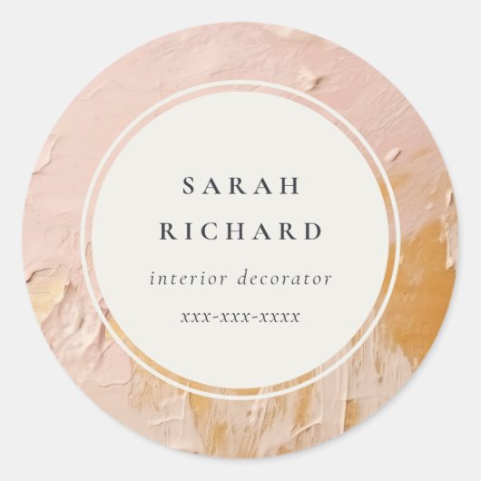 Sticker Rond Artisan classique Bush Pink Gold Paint Business (Devant)