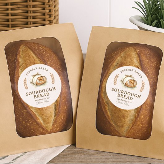 Sticker Rond Artisan Sourdough Bread Label