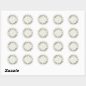 Sticker Rond Artisan Winter Botanique Monogramme Initial Ivoire (Feuille)