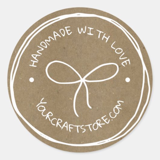 Sticker Rond Artisanat artisanal Bow blanc (Devant)