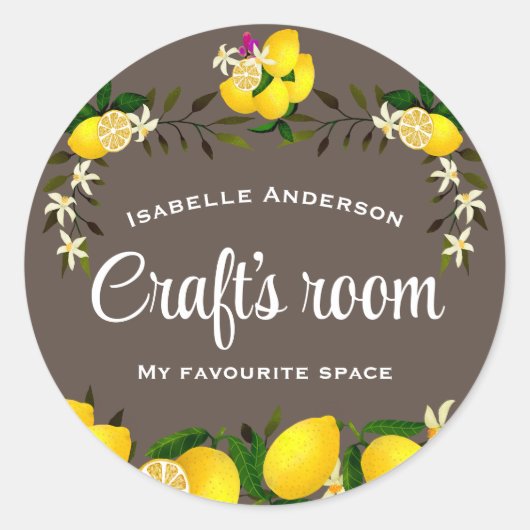 Sticker Rond Artisanat citron Brown (Devant)