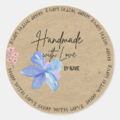 Sticker Rond Artisanat Kraft Personnalisé Avec Amour (Devant)