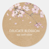 Sticker Rond Artisanat Rustique Fleur Rose Délicate (Devant)