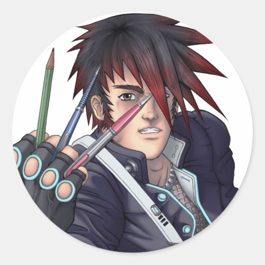Sticker Rond Artiste Anime Manga (Devant)