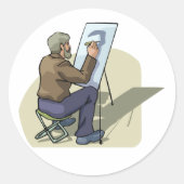 Sticker Rond Artiste Au Travail (Devant)
