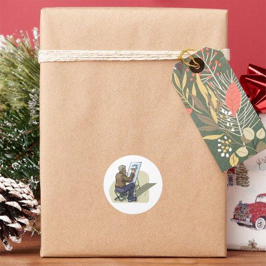 Sticker Rond Artiste Au Travail