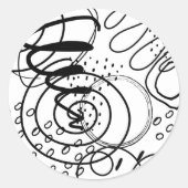 Sticker Rond Artiste Black White Scribbles Doodles Arrière - pl (Devant)