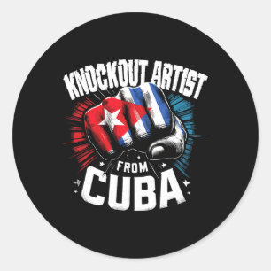 Sticker Rond Artiste De Knockout De Cuba Cubain Boxe Pride
