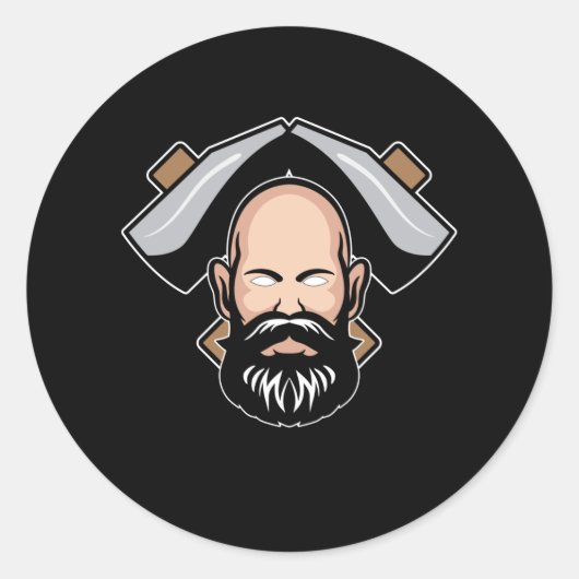 Sticker Rond Artiste de la barbe en colère Outils forts (Devant)